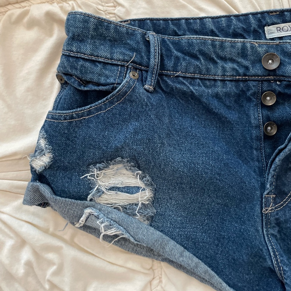 Roxy Button-fly Distressed Denim Short - Picture 3 of 11